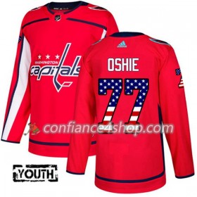 Adidas Maillot de Hockey Washington Capitals T.J. Oshie 77 2017-2018 Rouge USA Flag Fashion Authentic - Enfant
